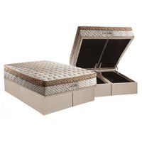 Cama Box Baú Queen: Colchão Molas Ensacadas Paropas MasterPocket Eco Linho + Base CRC Suede Clean(158x198)
