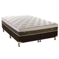 Cama Box Queen: Colchão Molas Ensacadas Plumatex MasterPocket Personalle + Base CRC Suede Brown(158x198)