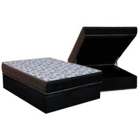 Cama Box Baú Casal: Colchão Anatômico Ortobom D33 / EP ISO 100 Ultra Firme + Base CRC Suede Black(138x188)