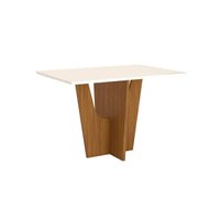 Mesa de Sala Jantar Vértice SC40 + Tampo Madeirado Vidro Reto 120x80cm Nature/Off White - Henn