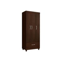 Guarda Roupa Solteiro 3 Portas e 1 Gaveta Prince Ébano Touch - Demóbile