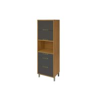 Torre Quente de Cozinha Paneleiro Imperatriz 1Forno c/2Ptas e 3Gavs 70cm Freijo/Grafite - Nesher