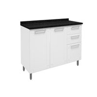 Gabinete de Cozinha Modulado  Múltipla 6114 3 Portas 2 Gavetas c/Tampo Branco - Bertolini