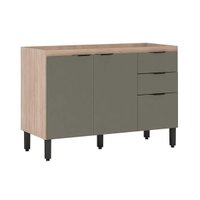 Gabinete p/Pia Cozinha Balcão Firenze 3 Portas e 2 Gaveta s/ Tampo 120cm Avena/Menta - Demóbile