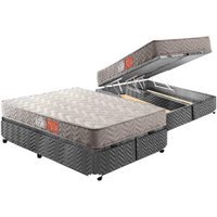 Cama Box Baú Queen: Colchão Espuma D45 Paropas Pasquale + Base CRC Suede Gray(158x198)