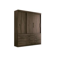 Guarda Roupa Solteiro 3 Portas de Correr e 9 Gavetas Click 3.9 Ébano - Santos Andirá
