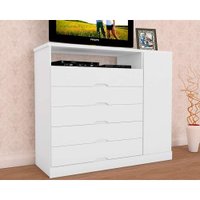 Cômoda Casal Portugal c/ 1 Porta 1 Nicho e 5 Gavetas Branco - Europa