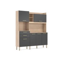 Cozinha Completa Select c/ 6 Portas e 2 Gavetas 178x194 Avena/Grafito - Demóbile