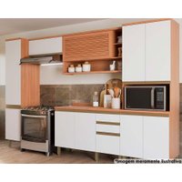 Kit de Cozinha Completa 5 Peças Thela Macadâmia (2Aéreos+1Balcão+2Paneleiros) CZC19 Freijo/Branco - Telasul