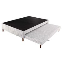Cama Box Base c/Auxiliar Casal Sommier Rústico Bordado White (138x188x30) - Paropas