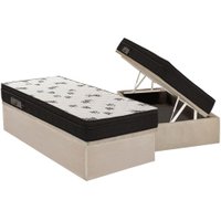 Cama Box Baú Solteiro: Colchão Espuma D45 Ortobom Ligh Saúde Ortopillow + Base CRC Suede Clean(88x188)