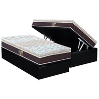 Cama Box Baú Solteiro: Colchão Molas Ensacadas Castor Pocket Class Híbrido + Base CRC Courano Black(88x188)