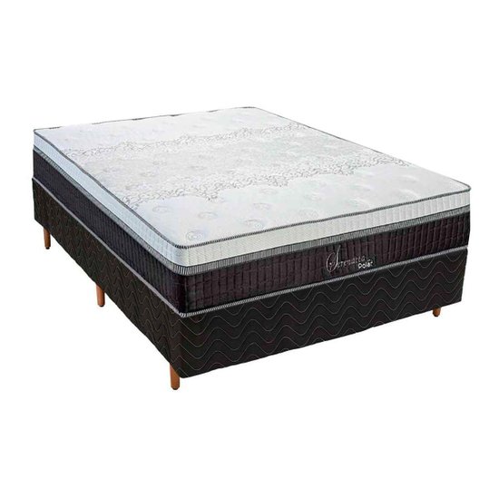 Cama Box Casal: Colchão Molas Ensacadas Polar MasterPocket Serenatta + Base CRC Rústico Black(138x188)