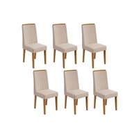 Kit 6 Cadeiras Sala Jantar Exclusive 6 Un Rovere/Amêndoa/Linho Rinzai Bege - Lopas