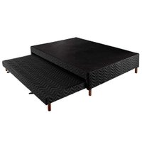 Cama Box Base c/Auxiliar Casal Sommier Rústico Bordado Black (138x188x30) - Paropas