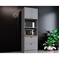 Módulo Cozinha Henn Americana Paneleiro c/ 2 Portas e 2 Gavetas (2 Fornos) 71.5cm Cinza/Nature