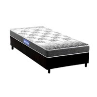 Cama Box Solteiro: Colchão Espuma Probel Guarda Costas Resistente + Base CRC Courano Black(88x188)