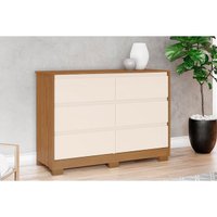 Cômoda de Quarto Ravenna c/ 6 Gavetas Nature/Off White - Henn