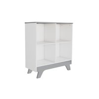 Estante Infantil Retrô 2869 c/4 Nichos Branco Brilho/Cinza - Peroba