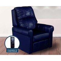Poltrona do Papai Reclinável MH 1216 Two Way c/ Massagem Courano Azul Marinho - Herval