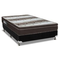 Cama Box Casal: Colchão Ortopédico Ortobom Light OrtoPillow + Base CRC Camurça Black(138x188)