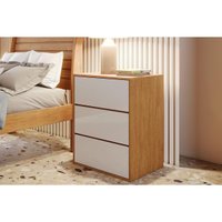 Mesa Cabeceira Grécia c/ 3 Gavetas Nature/Off White - Bianchi