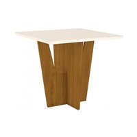 Mesa para Cozinha Vértice + Tampo Madeirado 90x90cm Nature/Off White - Henn