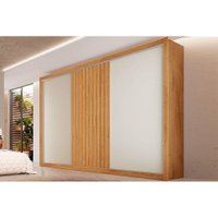 Guarda Roupa Casal Vitória c/6 Gavetas e 3 Portas de Correr Ripada Peroba/Off White/Peroba - Europa