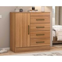 Cômoda Solteiro Montevideu c/ 1 Porta e 4 Gavetas Amêndola - Demóbile