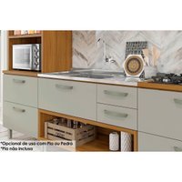 Gabinete p/Pia Cozinha Balcão Princesa 1Porta e 2Gavetas c/ Tampo 120cm Freijo/Off White - Nesher