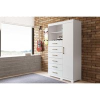 Cômoda Infantil Marabá 1.6 c/ 1 Porta 2 Nichos e 6 Gavetas c/ Pés Branco - Santos Andirá