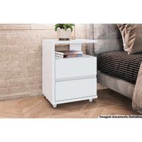 Mesa de Cabeceira Solteiro Campeche c/ 2 Gavetas Branco - Henn