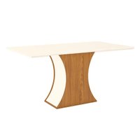 Mesa de Sala Jantar Luiza SC16 + Tampo Madeirado Reto 160x90cm Nature/Off White - Henn