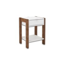 Mesa de Cabeceira Solteiro AZ1016 c/ 1 Gaveta Branco/Nogal - Tecno Mobili