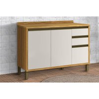 Gabinete de Cozinha Modulado Balcão Tempranillo 2 Portas e 3 Gavetas c/Tampo 120cm Amendoa/Off White - Ronipa