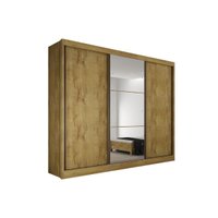 Guarda Roupa 3 Portas  de Correr e 6 Gavetas c/ Espelho Toulon Cumaru - Novo Horizonte
