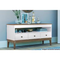 Rack para TV MB 1016 3 Gavetas Freijo/Branco - Movelbento