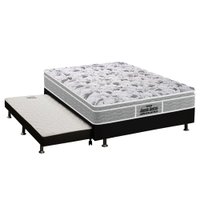 Cama Box c/Auxiliar Casal: Colchão Ortopédico Probel D45 EP Guarda Costas Plus + Base CRC Courano Black(138x188)