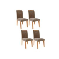 Cadeira Sala de Jantar Nicole Kit 4 Un Nature/Suede Joli - Cimol