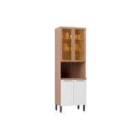 Torre Quente de Cozinha Paneleiro Thela Avelã 1 Forno 4 Portas c/2Vidro Reflecta 70cm Mel/Branco - Telasul