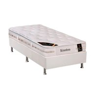 Cama Box Solteiro: Colchão Molas Ensacadas Castor Pocket Kingdom Aloe Vera + Base CRC Courano White(88x188)