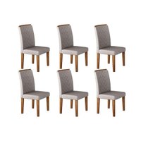 Conjunto: Mesa Sala Jantar Jade Kit 6 Un Imbuia/Linho Turim - Rufato