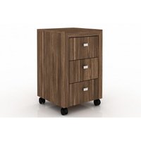 Multiuso Escritório ME4108 c/ 3 Gavetas e Rodízios Nogal - Tecno Mobili
