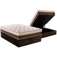 Cama Box Baú Casal: Colchão Molas Ensacadas Plumatex MasterPocket Personalle + Base CRC Suede Brown(138x188)