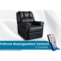 Poltrona Reclinável c/Massagem p/ Sala Vermont Zero Wall Courano Preto - Probel