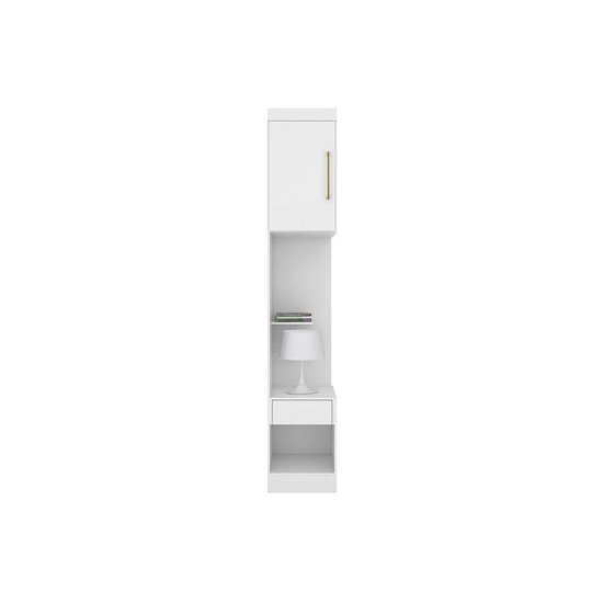Módulo de Quarto Solteiro Armário Mesa Cabeceira Módena 71100 c/ 1 Porta e 1 Gaveta Branco - Demóbile