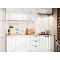 Kit de Cozinha Modulada 11 Peças Americana  ( 5 Aéreos + 3 Balcões + 3 Tampos 1 p/ Cooktop ) CZ265 Branco