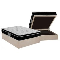 Cama Box Baú Casal: Colchão Molas Bonnel Ortobom Nanolastic Physical + Base CRC Suede Clean(138x188)