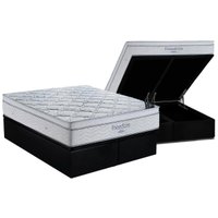 Cama Box Baú King: Colchão Molas SuperPocket Ensacadas Ortobom  Freedom + Base CRC Suede Black(193x203)