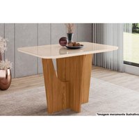 Mesa de Sala Jantar Vértice SC44 + Tampo Madeirado Vidro Curvo 120x80cm Nature/Off White - Henn
